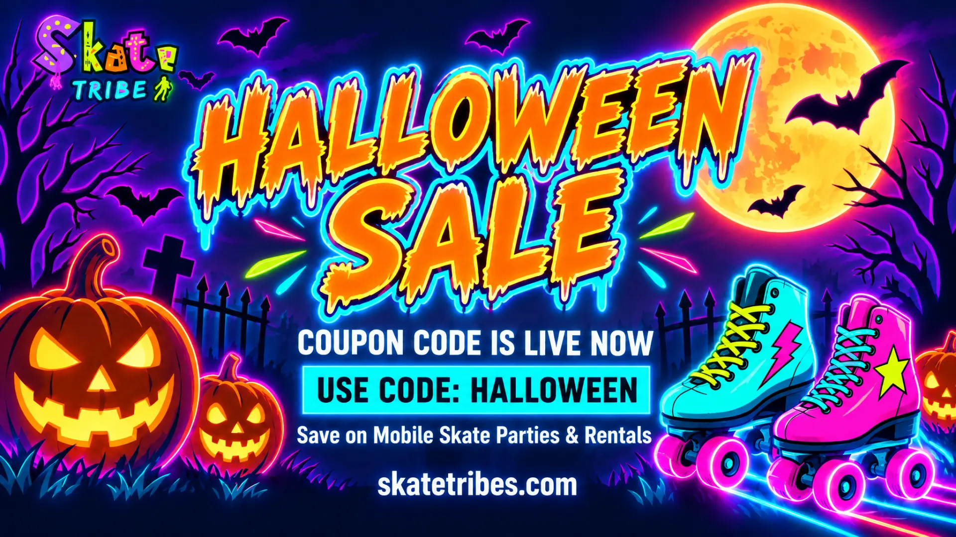 Skate Tribe Halloween sale with coupon code HALLOWEEN